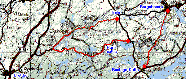 Vgar runt Brottby och Bergshamra